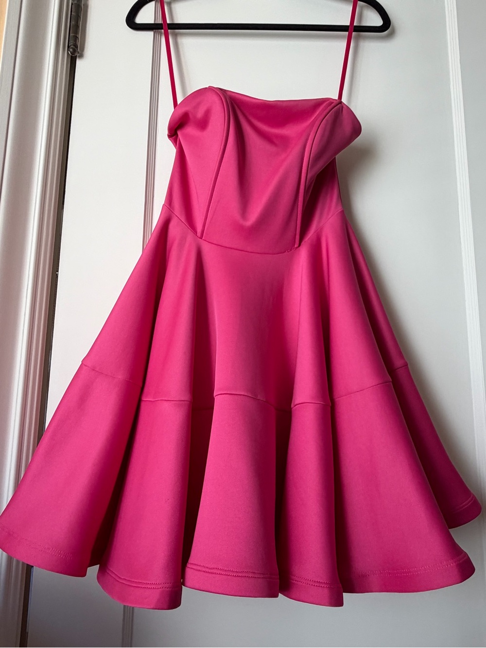 BEBE Bright Hot Pink Strapless Flared Party Dress size XS